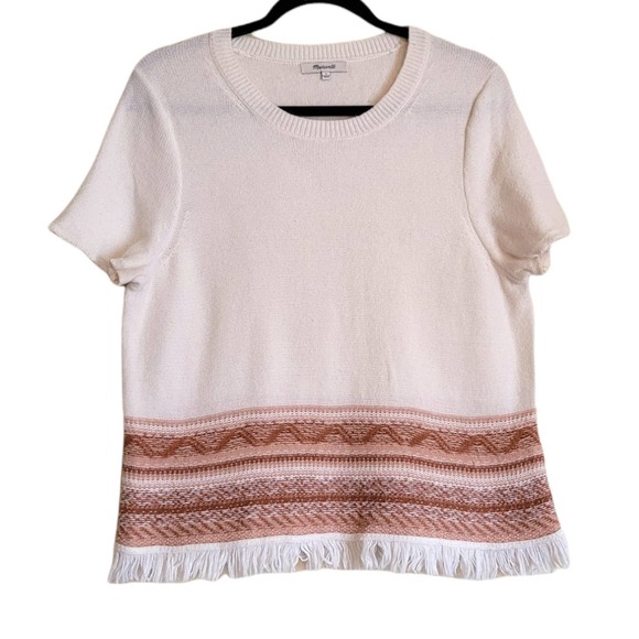 Madewell Tops - Madewell boho cotton viscose knit blend sweater top short sleeved large western